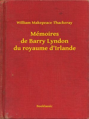 cover image of Mémoires de Barry Lyndon du royaume d'Irlande